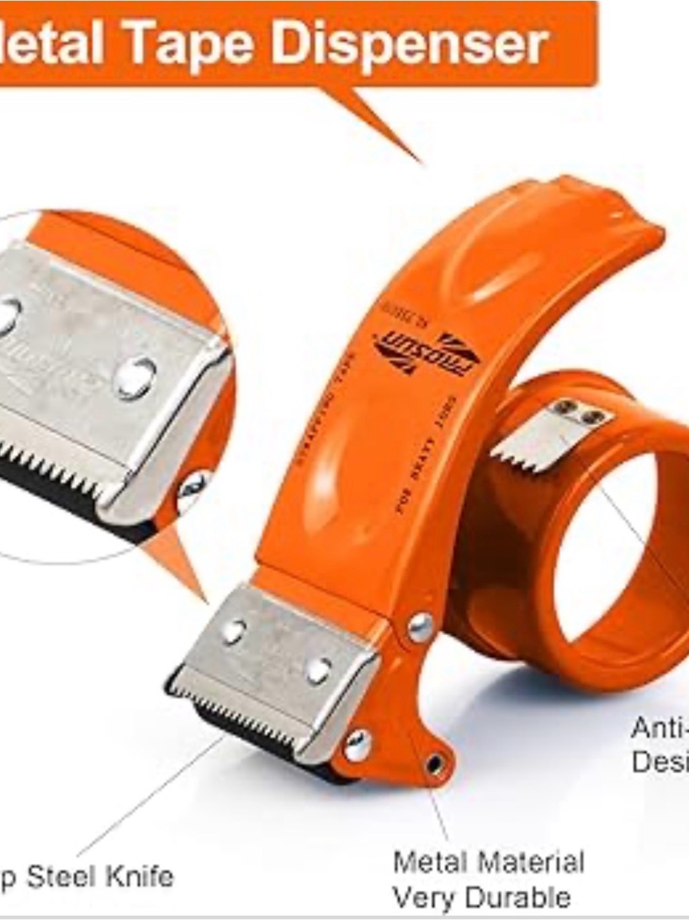 Orange Heavy-Duty Packing Tape Dispenser